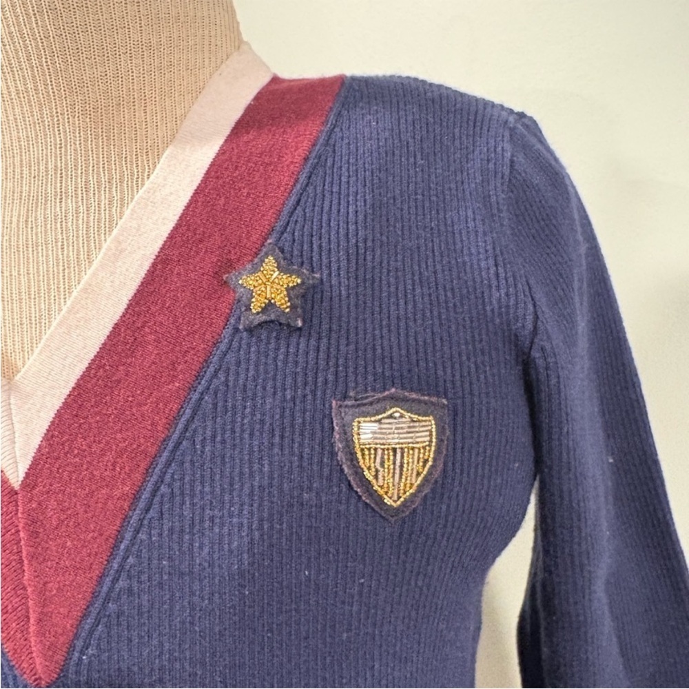 Ralph Lauren Burgundy and Navy Sweater - Picture 3 of 7